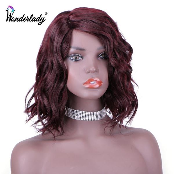 

synthetic wigs short natural wave side part bob wig hair wonderlady for black women 99j heat resistant cosplay party false
