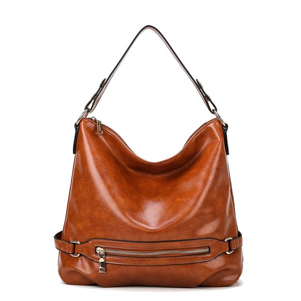 

women's leather handbag style bag large-capacity handbag luxury oil wax leather shoulder bags fashion bags to send friends gifts