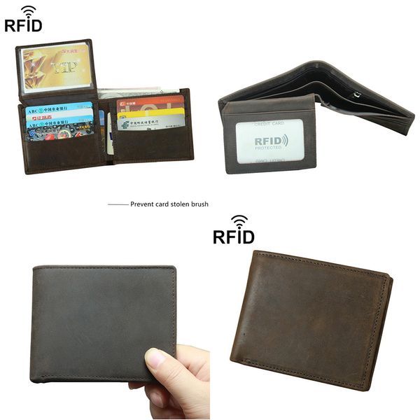 

rfid blocking genuine leather short wallet fold over purses women men card slots p holder banknote pocket cowhide wallet gift, Red;black