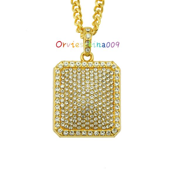 

2020 designer hip hop gold glittering diamond pendant necklace hard goods refill diamond pendant necklace, Black