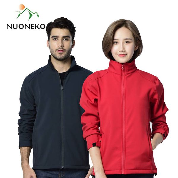 

nuoneko men women hiking softshell jackets winter outdoor fleece coats mountain climbing trekking sports waterproof jacket jm13, Blue;black