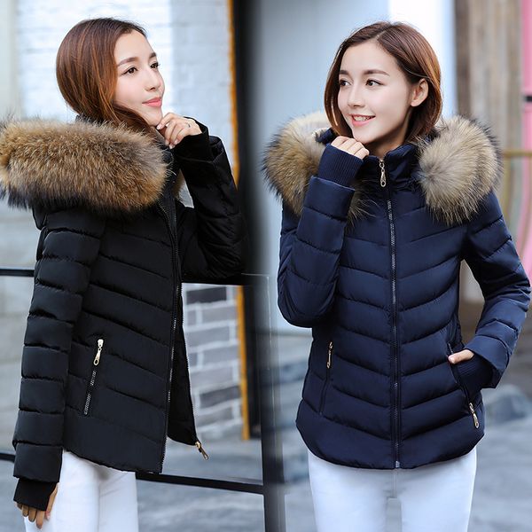 

pockets hooded thick short winter jacket women solid loose winter parka feminina casual warm fashion woman coats, Black
