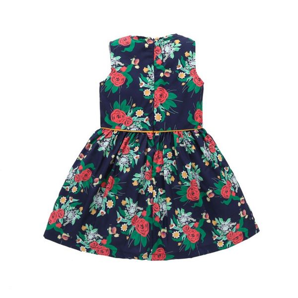 

kid girls dress summer cute princess dress floral splicing casual sleeveless cotton child girl clothing, Red;yellow