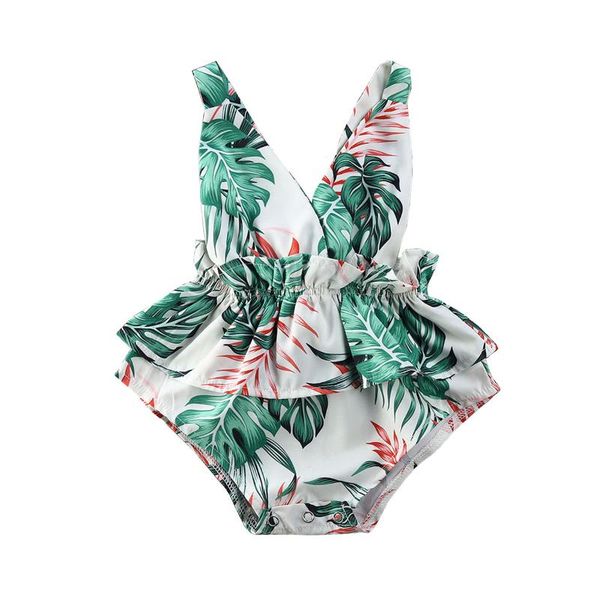 

summer baby bodysuit newborn baby girl floral jumpsuit sleeveless outfit casual green clothes, Blue
