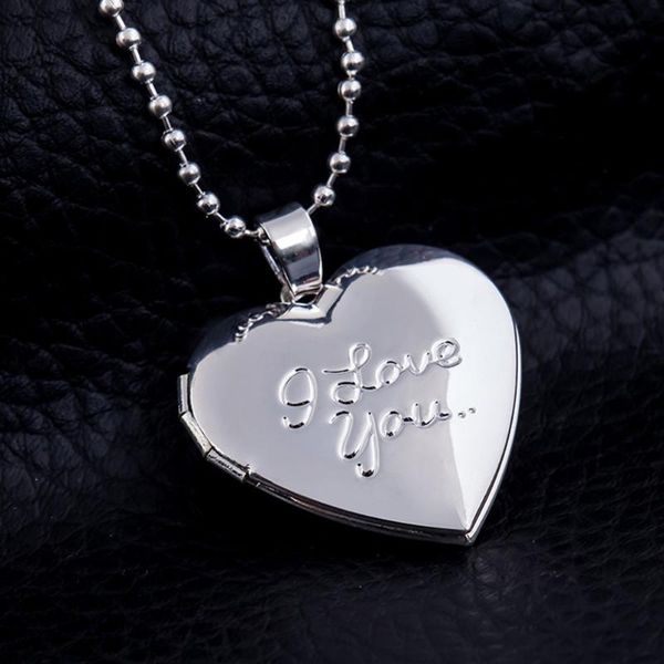 

valentine lover gift animal p frames can open locket necklaces heart pendant necklace jewelry for women girlfriend gift, Silver