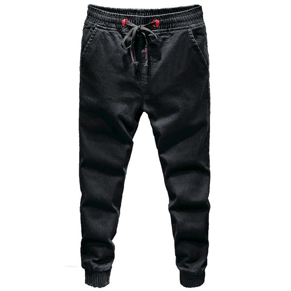 

men's jeans hip hop letter printing trousers loose ankle banded pants western style casual fashion high street youth, Blue
