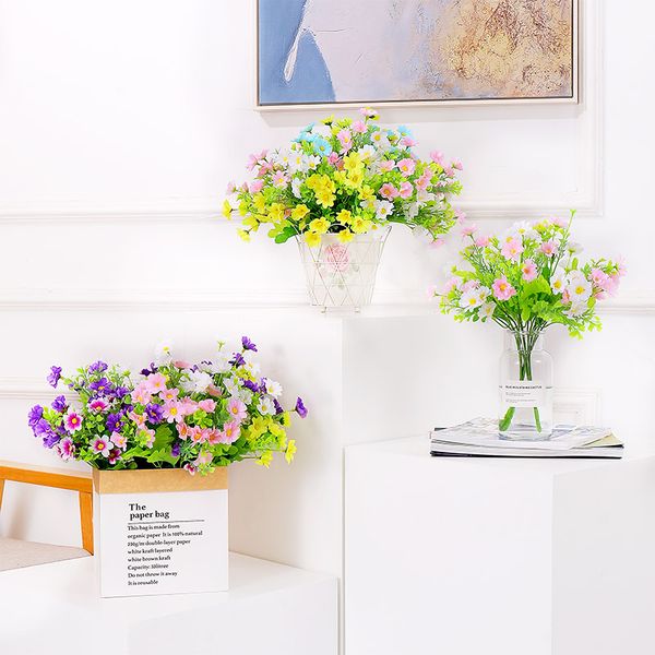

7 форкс / bunch шелковый гербера осенью vivid daisy искусственные декоративные цветы свадьба flores свадебный букет дома номер таблицы украш
