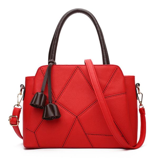 

banabanma stylish pu leather handle satchel with pendant stitching lichee pattern shoulder bag handbag for women zk30