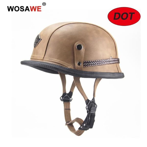

wosawe new motorcycle half helmet german style chopper crusier dot approved motocross shockproof helmet for men women
