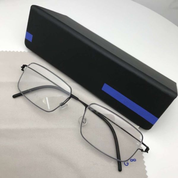 

titanium rim square glasses frame business men eyewear screwless hand-made myopia optical eyeglasses frame, Black