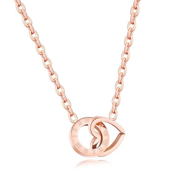 

new rose gold color roman numeral chokers necklaces female double love circle geometric clavicle chain necklace ogx1281, Golden;silver