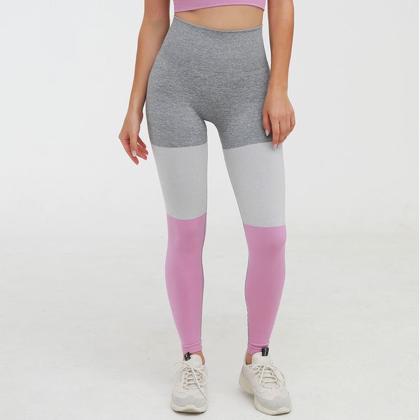 

seamless stitching women yoga pants contrast color close-fitting sports pants new version knit pants, Black;white