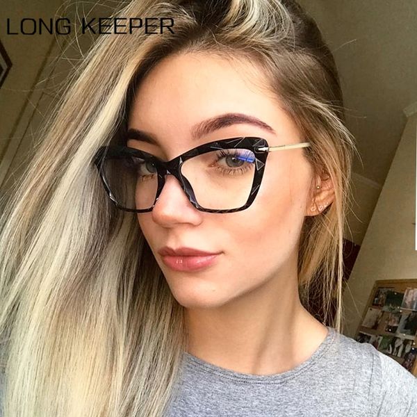 

fashion cat eye glasses frame women transparent square eyeglasses female plastic optical computer glasses, Black