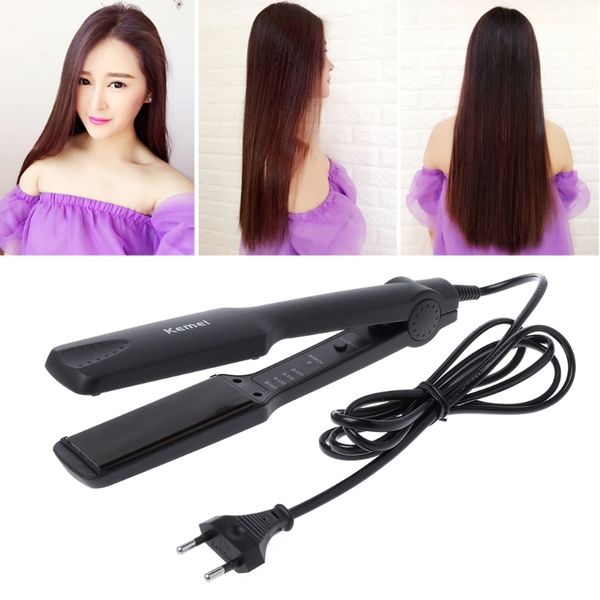 

km-329 professional tourmaline ceramic heating plate hair straightener styling women hair care appliance, Black