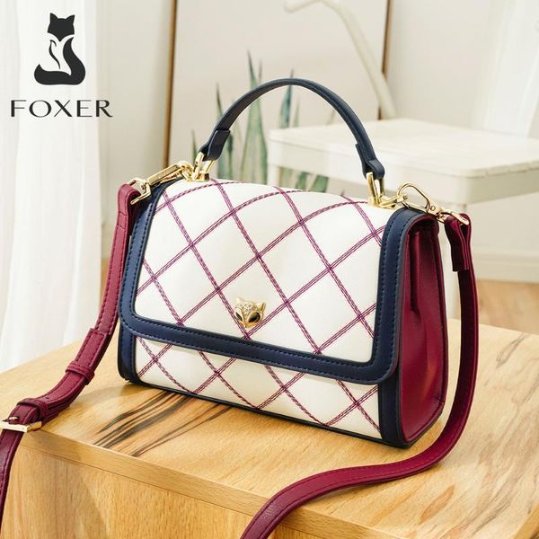 

foxer limited release england style women's shoulder messenger bags summer girl's travel stylish handle bag lady plaid flap bag