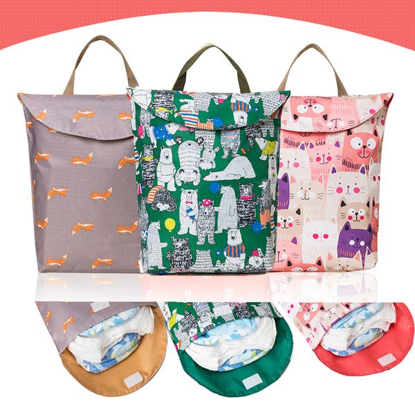 

Multifunctional Baby Diaper Bags Organizer Reusable Waterproof Fashion Prints Wet/Dry Bag Mummy Storage Bag Travel Nappy Bag