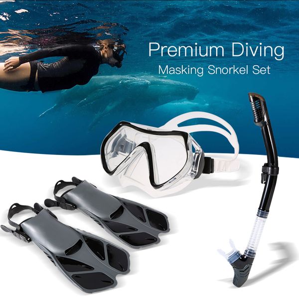 

lixada diving set with silicone mask swimming fins dry snorkel quick dry gear bag