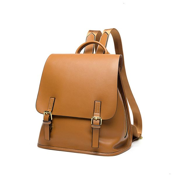 

2020 cowhide both shoulders package woman campus joker bag concise genuine leather backpack girl bagpack ing