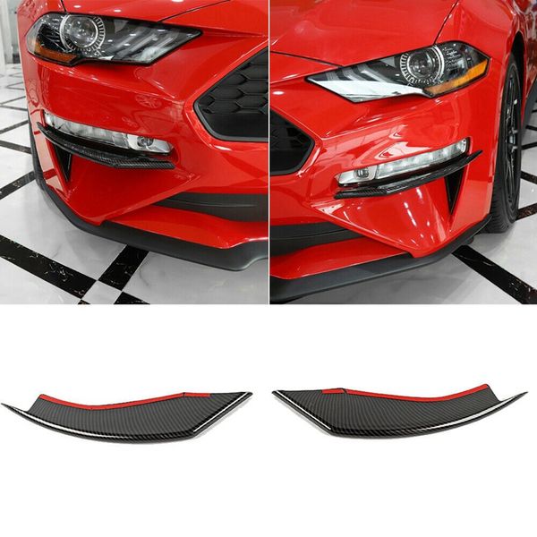 

carbon fiber front fog light lamp eyebrow cover trim for mustang 2018 2019