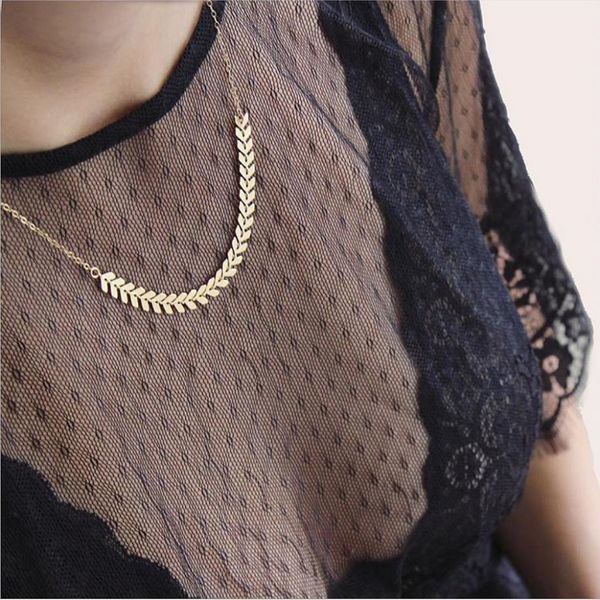

chain necklace o chain with fish bone v and little leaves chain silver color gold color plated women girls gift at party
