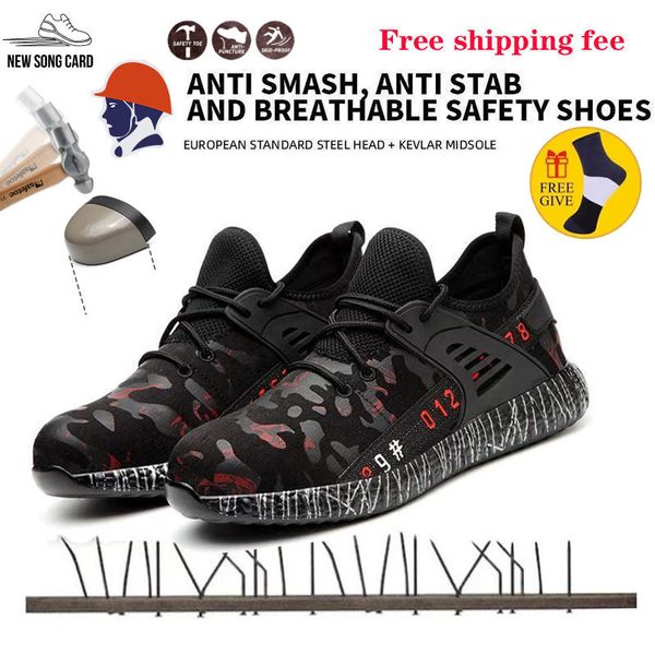 

new song card onverwoestbaar ryder schoenen mannen en vrouwen stalen neus air veiligheid laarzen naalddichte sneakers 703, Black