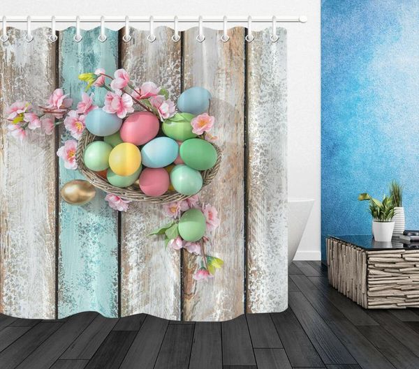 

цветы деревенская деревянная доска пасхальная ванная комната водонепроницаемая ткань душевая занавеска набор