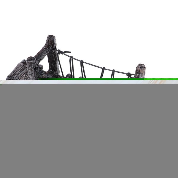

antique high imitation landscape resin rope bridge ornaments for aquarium tank decoration