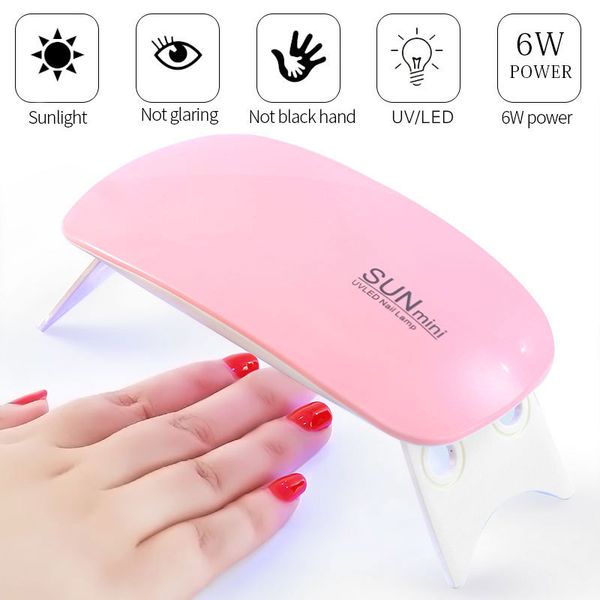 

mini 6w white nail dryer machine led lamp portable mini usb cable home use nail uv gel varnish dryer leds lamp art tools