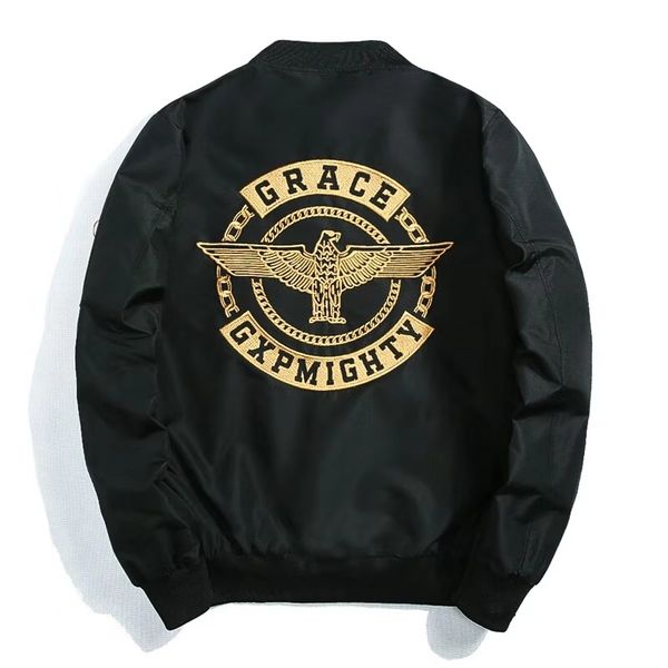 

mens designer jackets luxury embroidered eagle letters bomber jacket autumn thin winter thick animal coats men badge sport flight coat s-3xl, Black;brown