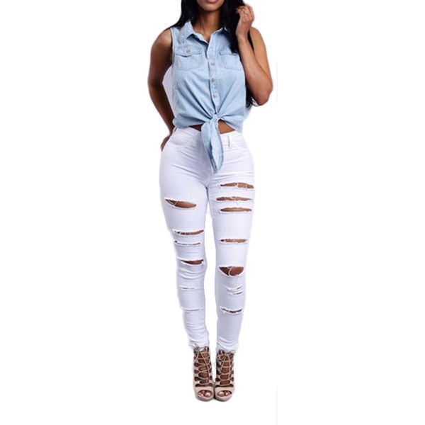 

the new jeans are ripped jeans for girls, Blue