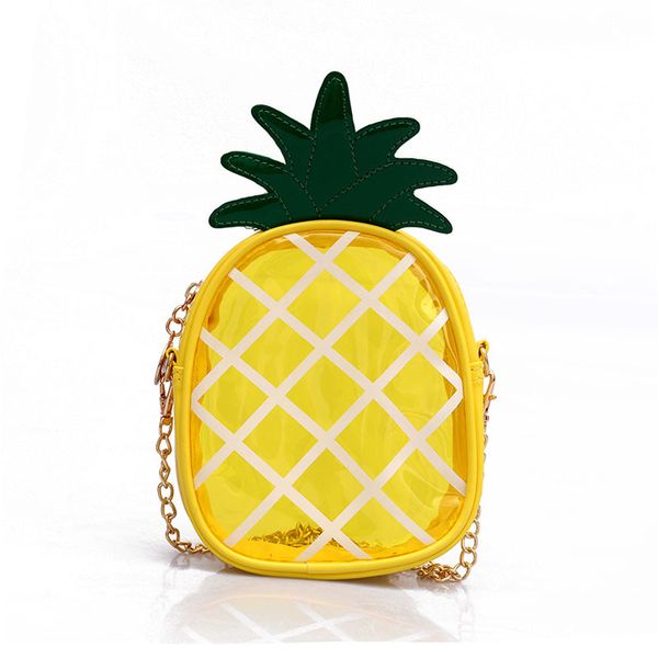 

women cute pineapple shoulder bags girls transparent zipper pineapple bag leisure chain messenger bag fruit style handbags
