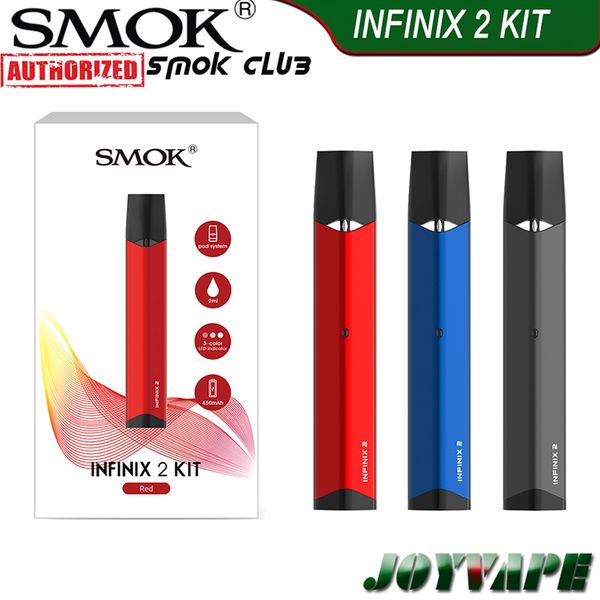 

SMOK Infinix 2 Infinix Kit Все-в-один с воздушным приводом Pod System Kit Pen Style Встроенный 250mAh / 450mAh с 2мл Pod Cartridge 100% оригинал