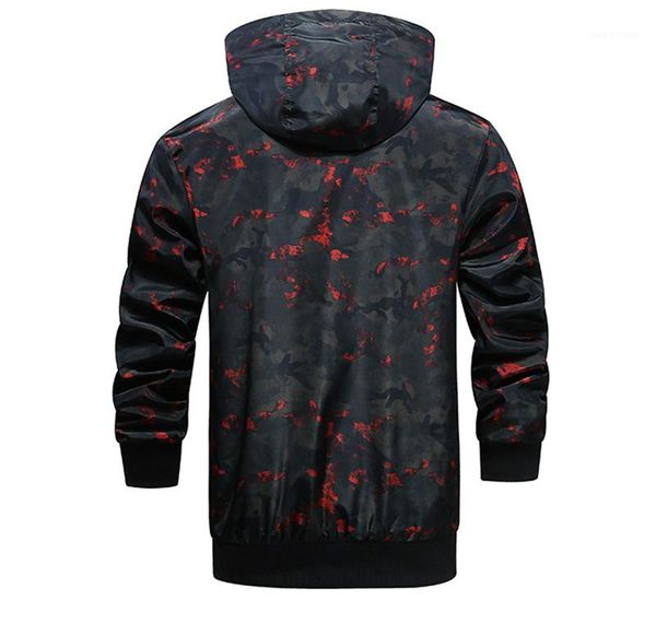 

fashion designer camouflage thick jackets hooded long sleeve men coats spring mens outwear with zipper, Black;brown