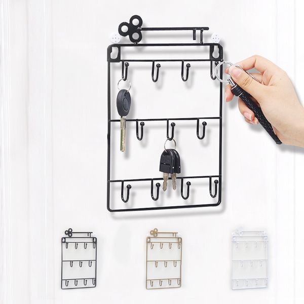 

multi-function storage wrought iron racks wall key hook hanging basket creative wall decoration storage racks