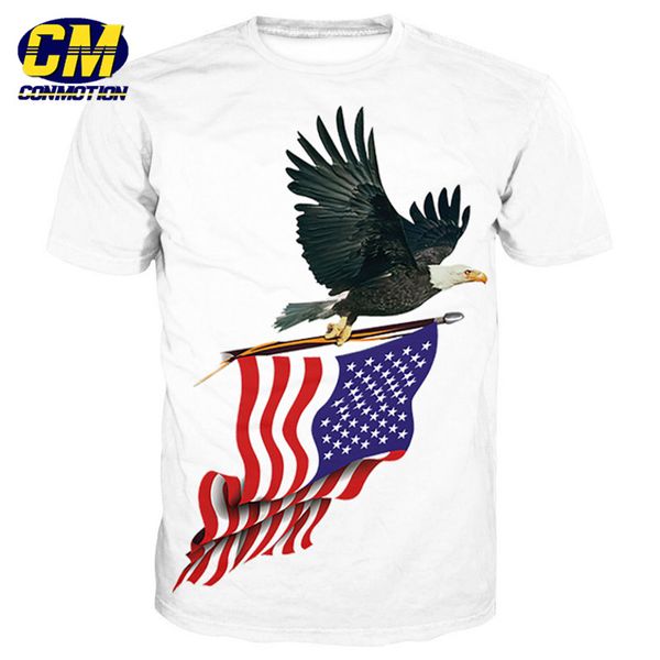 

conmotion eagle american flag printing casual white t-shirt eur size, White;black