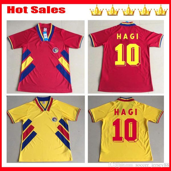 

1994 romania retro occer jer ey 6 chiriche 10 maxim home red road away yellow jer ey 94 football hirt uniform