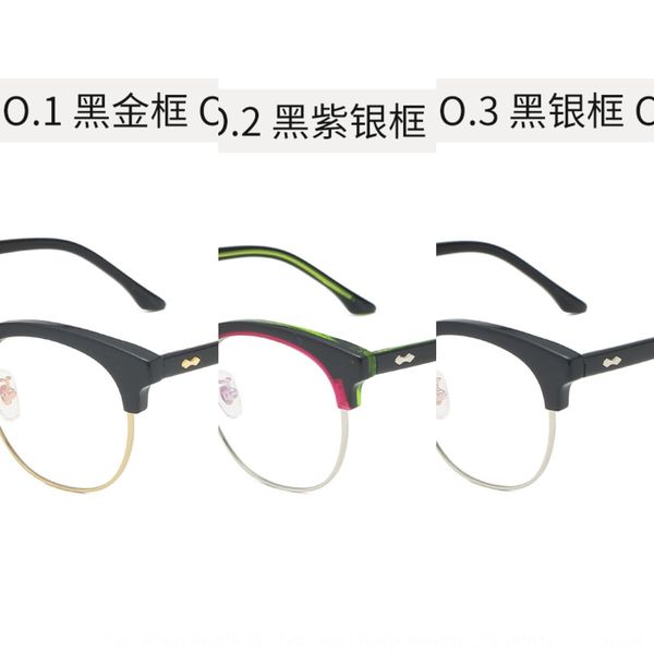

half- men's fashionable ultra-light myopia large frame myopia glasses frame plain glasses 1600008, Silver