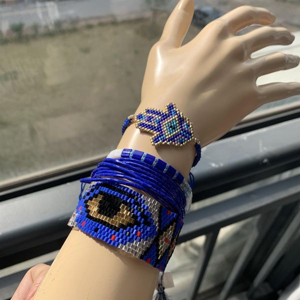 

shinusboho2019 fashion women evil miyuki eye bracelet men glamour lucky jewelry blue pulseeras multi-bileklik erkek, Golden;silver