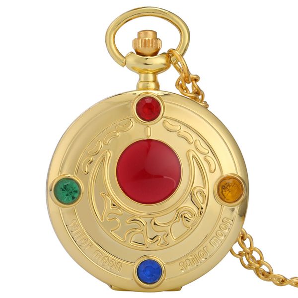 Mode Bunte Japan Anime Cosplay Uhren Sailor Moon Serie Taschenuhr Frauen Dame Mädchen Quarzuhr Halskette Kette Geschenk