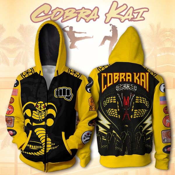 

the karate kid cobra kai 3d print cosplay costume 01 hoodies men hooded jacket with zipper superhero loose and comfortable, Black;red
