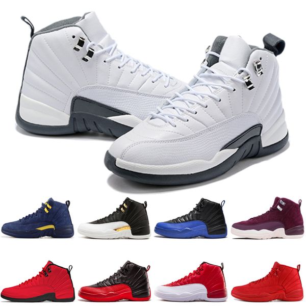 

2019 12 12s men basketball shoes bulls cny college navy dark grey fiba flu game sports shoes trainers sneakers size us 7-13