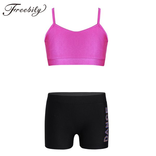 

2 pieces sports sets kids girls sportswear tank with shorts set ballet dance sports workout gymnastics clothing sports suits