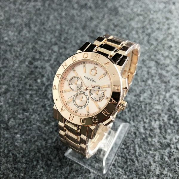 

selling new luxury brand pandora men's and women's watches luxury stainless steel sports watches luxury men's leisure watc, Slivery;brown