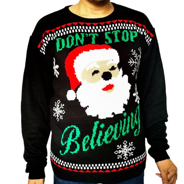 

2019 autumn winter christmas ugly knitted sweater men women adults long sleeve o-neck warm hoodie couple pullovers warm, White;black