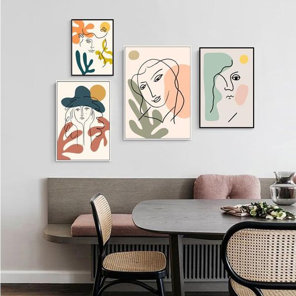 

modern minimalist art abstract geometric lines beautiful figure painting core matisse sofa wall decorative painting painting heart february