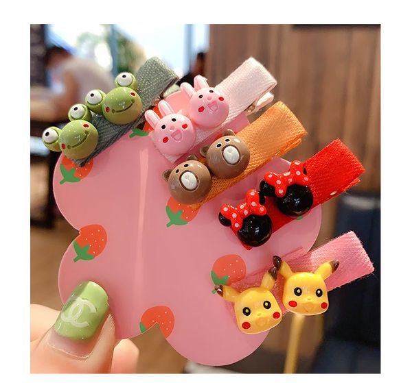 

cartoon animals fruits rose hair pins hair style for children 2020 with hairclip hair styling tools accessories sweet07 lagbc, Black;brown