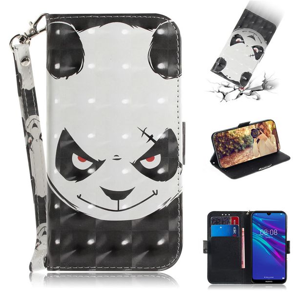 

flip cover wallet stand for huawei y6 2019 case 3d painting pu leather soft silicon covers mobile phone bags