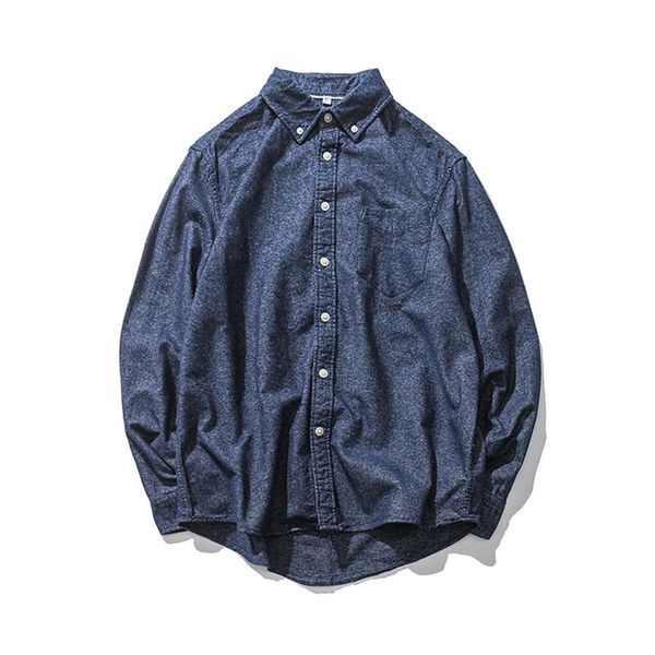 

2019 men's shirt trend polyester lapel autumn new casual fashion solid color loose lapel long sleeve grey and blue #0725, White;black