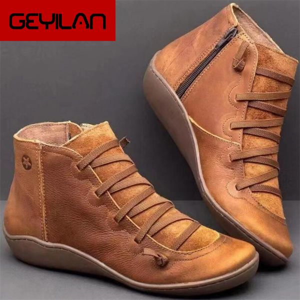 

2019 women winter snow boots pu leather ankle flat shoes woman short brown boots with fur for women side zipper 35-43, Black