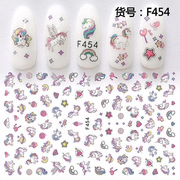 

self adhesive flower unicorn pattern nail art decorations stickers and decals acrylic manicure nails supplies tool hq, Black